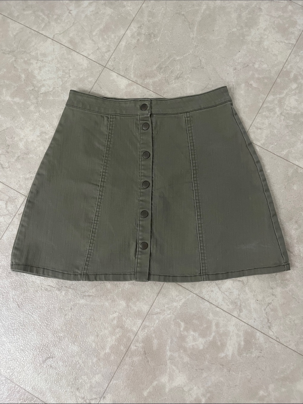 Blue Rain Olive Front-Button Mini Skirt 9